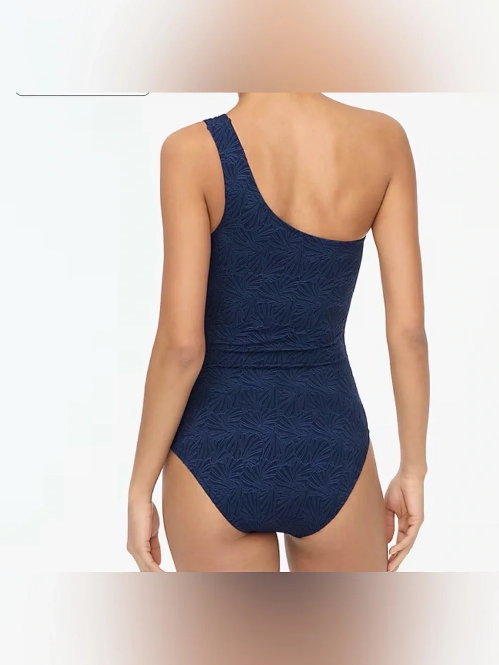 J. Crew One-Shoulder Textured Navy Swimsuit size Medium